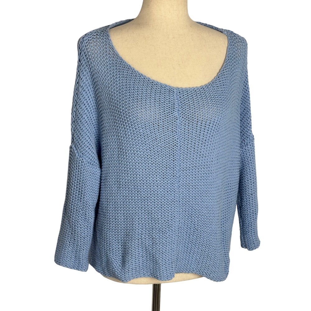 Wooden Ships Paola Buendia Blue Chunky Knit Scoop Neck Oversized Sweater XS/S